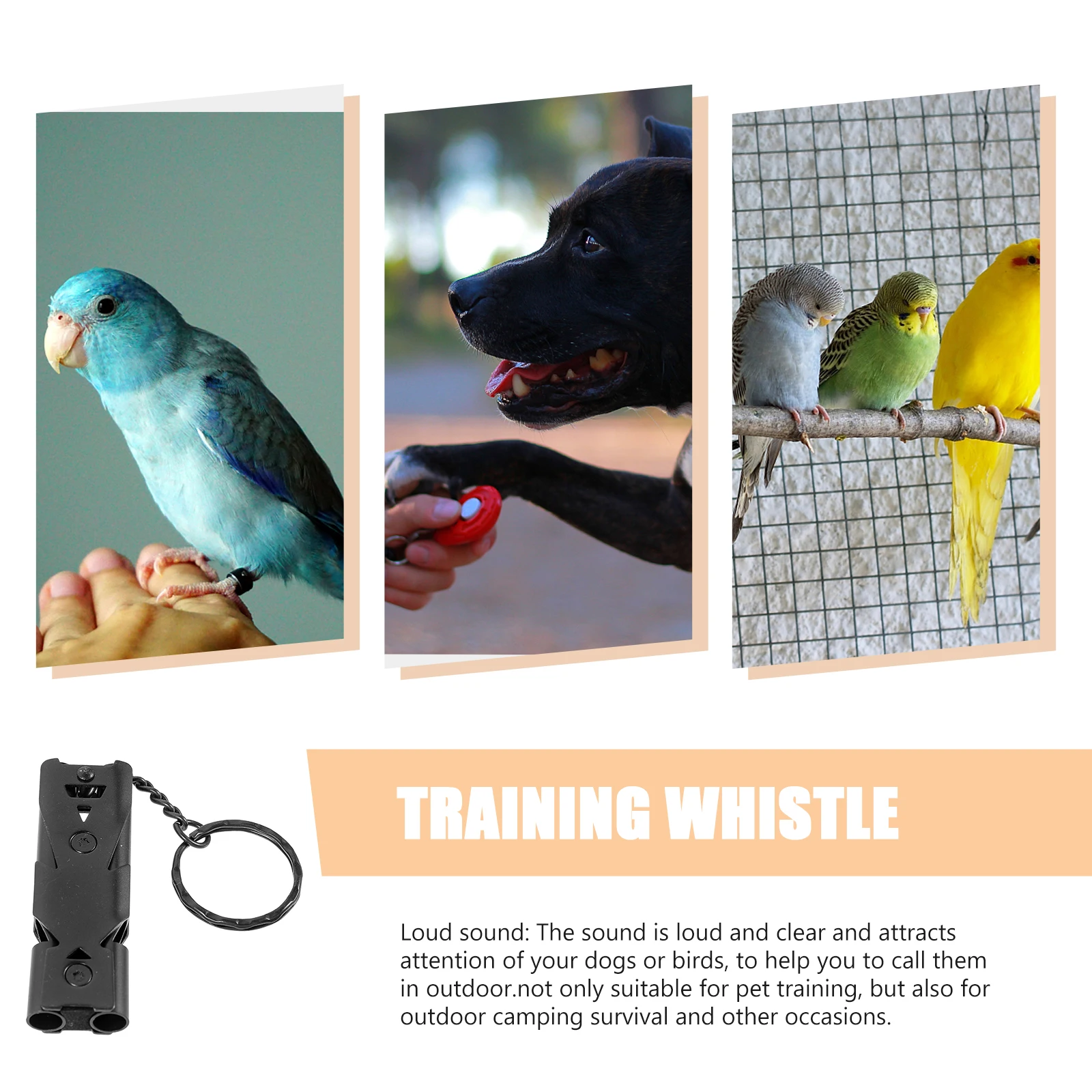

Durable Stainless Steel Pet Whistle Loud Sound Dog Cat Bird Training Accessory Portable Keychain Multifunctional Tool
