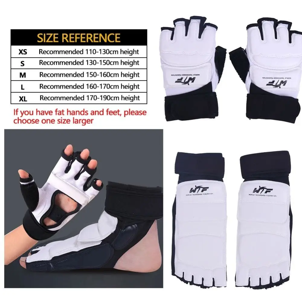 Half Finger Boxing Gloves Foot Protector Karate Muay Thai Training Workout Gloves PU Leather Taekwondo Gloves for Adults and view 6