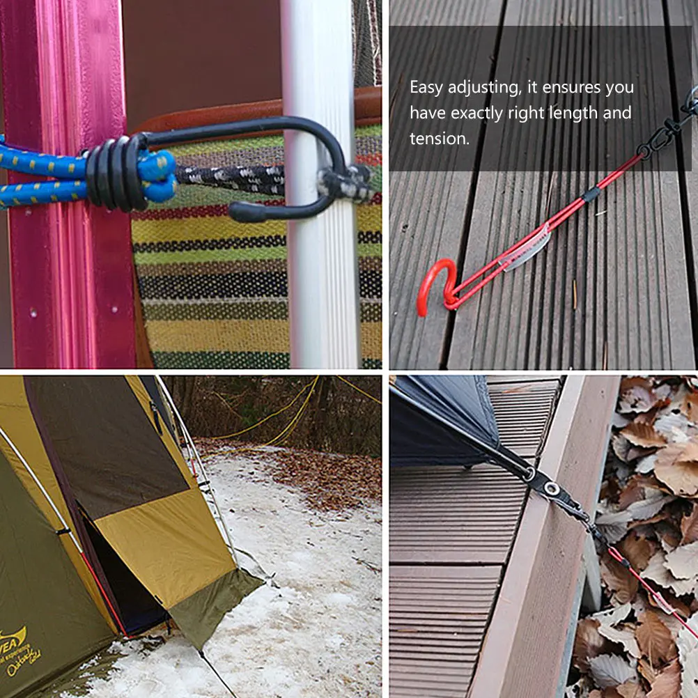

5pcs Outdoor Tent Rope Bungee Cord Hooks Durable Flexible Elastic Camping Accessories Ties Wind Buckle Strap Hiking Gear