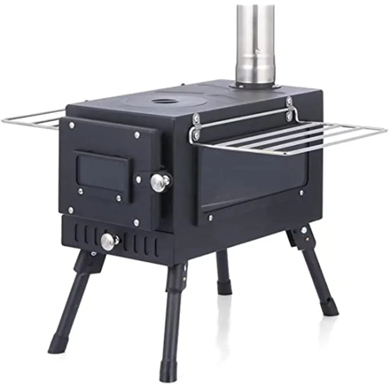

【Popular】Multifunctional Outdoor Camping Tent Stove Portable Cast Iron Wood Burning Stove With Large Fire Box Stainless Steel