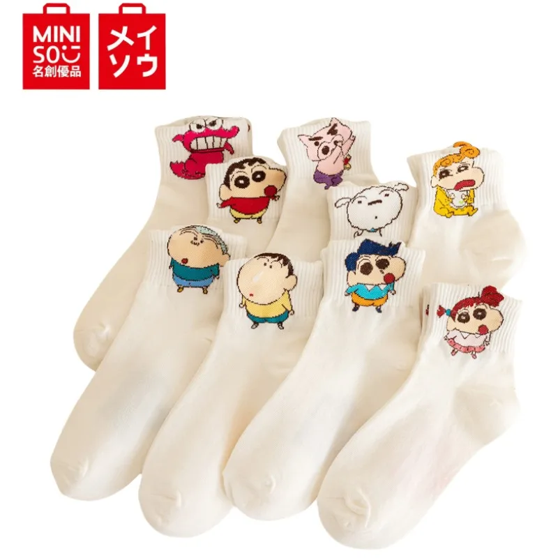 

Новинка, носки Bandai Crayon Shin C-Chan для детей, милые модные повседневные носки с героями мультфильмов, забургизаэмон, детские подарки для девочек