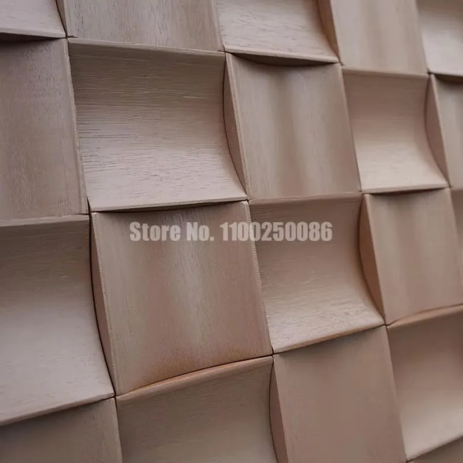 Curved Black Walnut Log Solid Wood Mosaic Tiles Tea Wooden Acoustic Diffuser Panel Board Villa Hotel TV Background Wall Decor