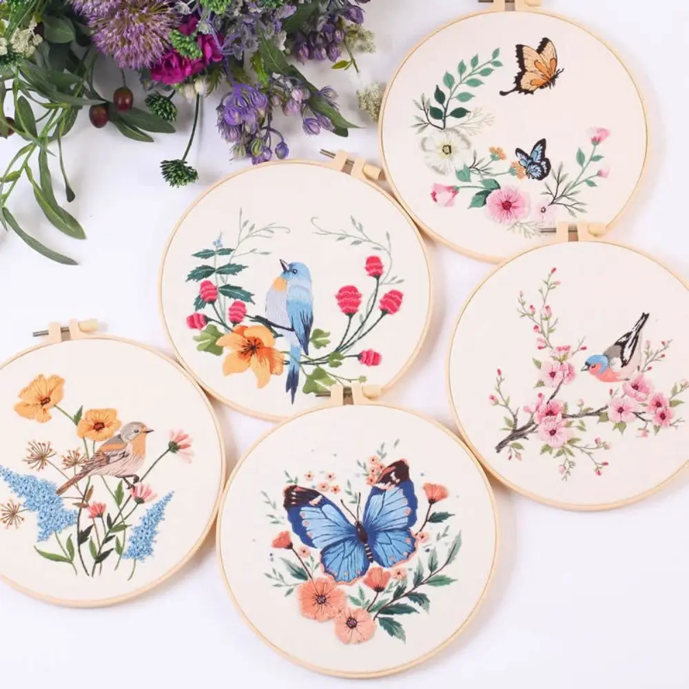 

New 3D Embroidery Kits Butterfly Bird DIY Embroidery Kits Flower Sewing Cross Stitch Set Art Needlework