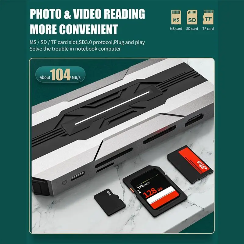 Ay14 -13-em-1 usb c hub docking stations leitor de cartão sd 1000m rj45-compatível hdtv vga usb hub 3.0 adaptador para computador portátil