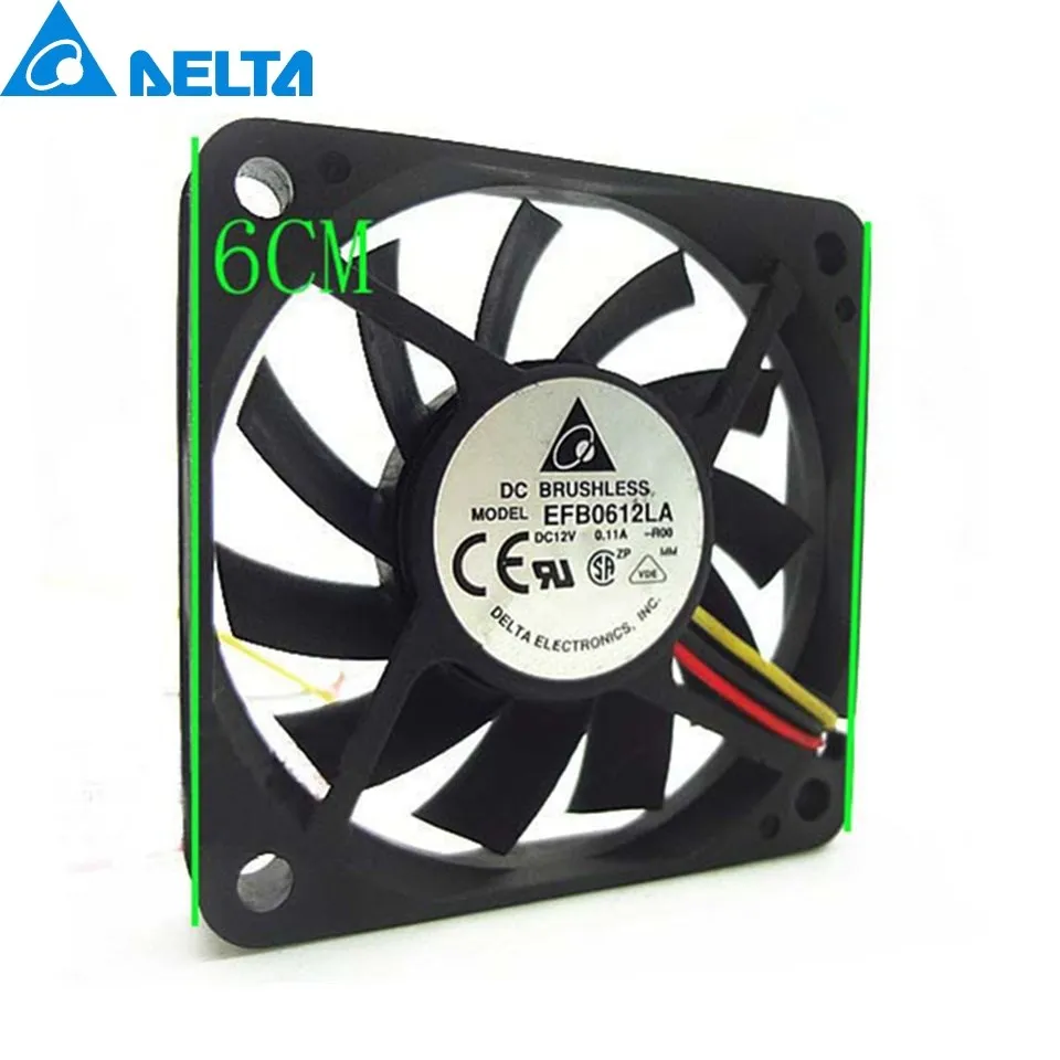 

EFB0612LA 60x60x10 MM 3Wire 60mm 6cm DC 12V 13.5CFM server inverter axial cooler cooling Fan for delta