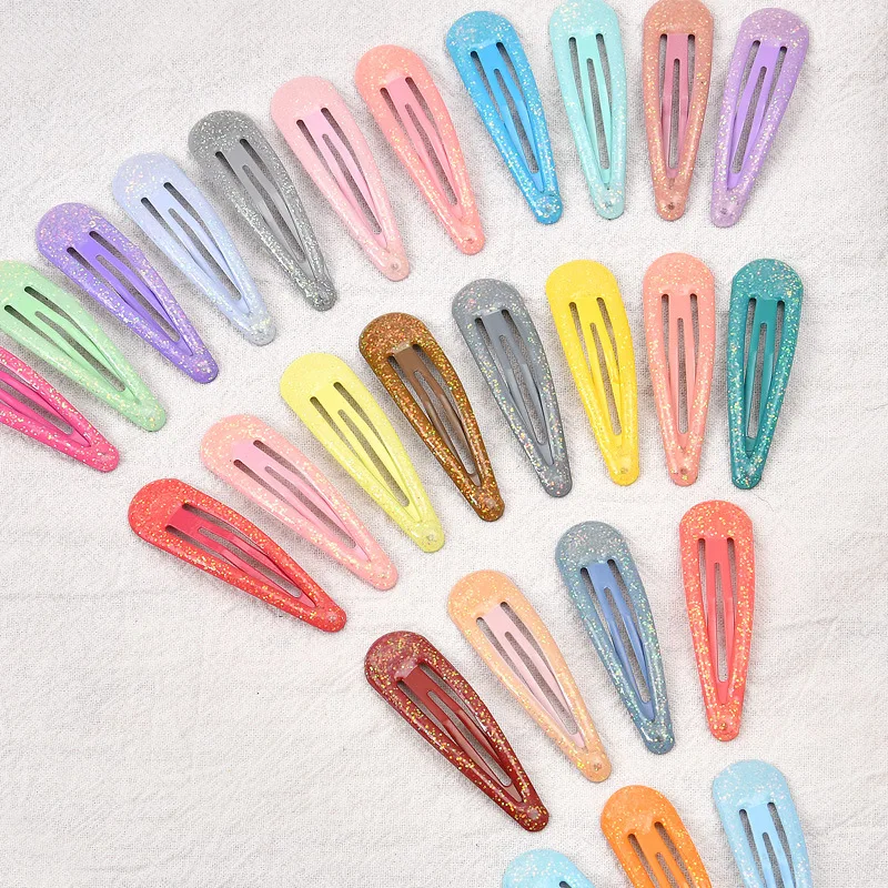 

135 PCS, Colorful Waterdrop Shape Powder Dripping Hair Clips Baby Girls Snap Clip Kids Hairgrips Fashion Hair Accessories