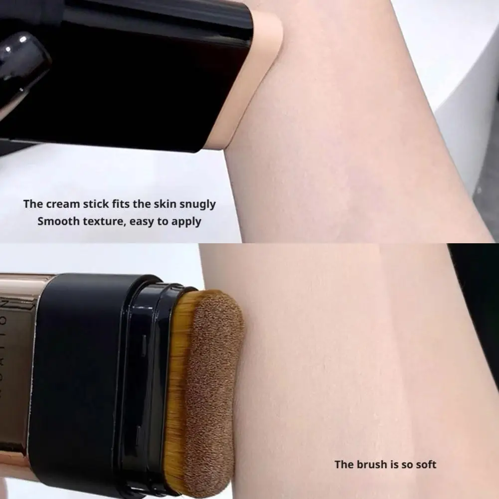 1 قطعة عصا كريم أساس ممحاة خفيفة رطبة مع فرشاة كريم خافي عيوب يدوم طويلاً لمستحضرات تجميل الوجه