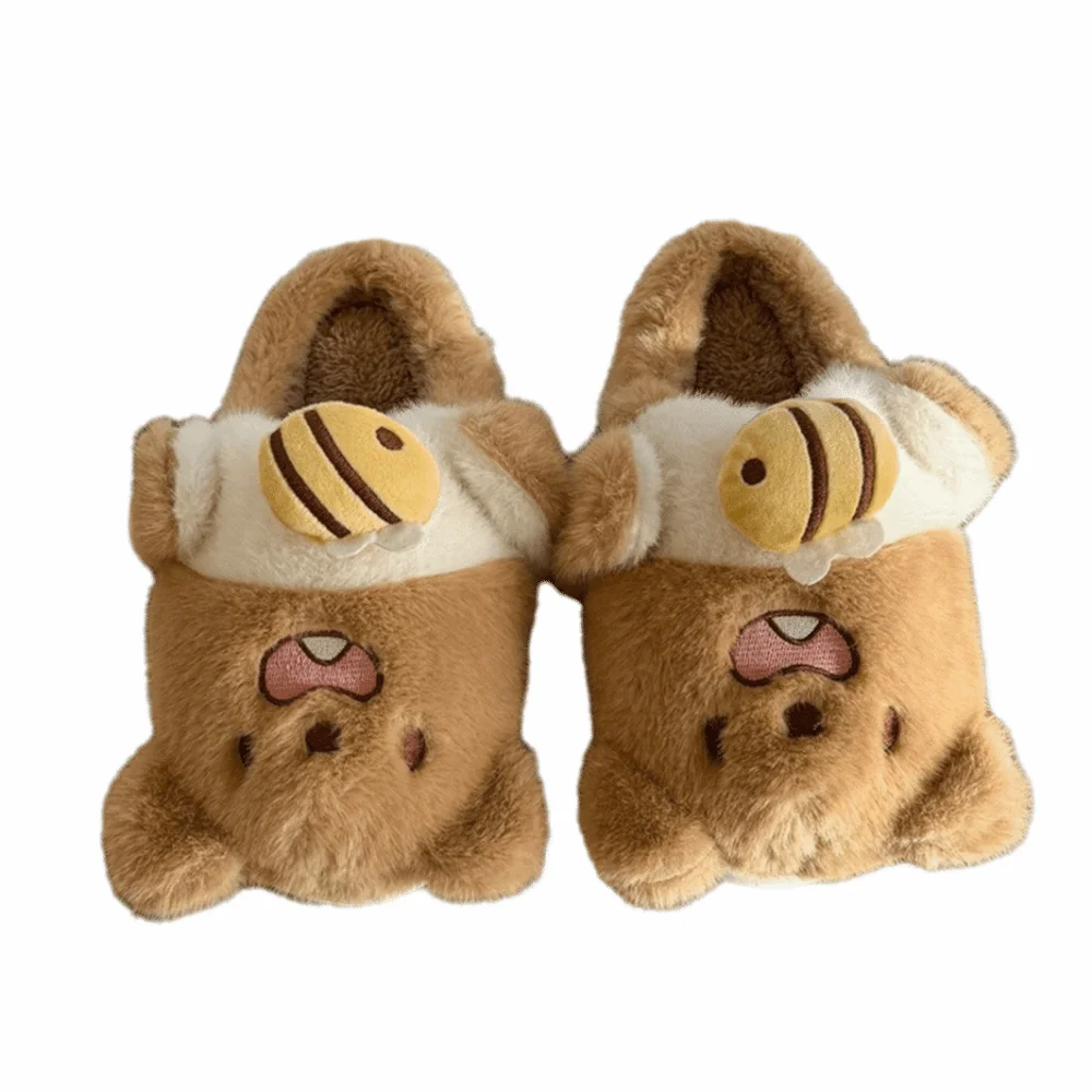 

Lovely Creative Cartoon Animal Slippers Kawaii Thick Bottom Winter Plush Slides Soft Comfortable Women's Slippers Household