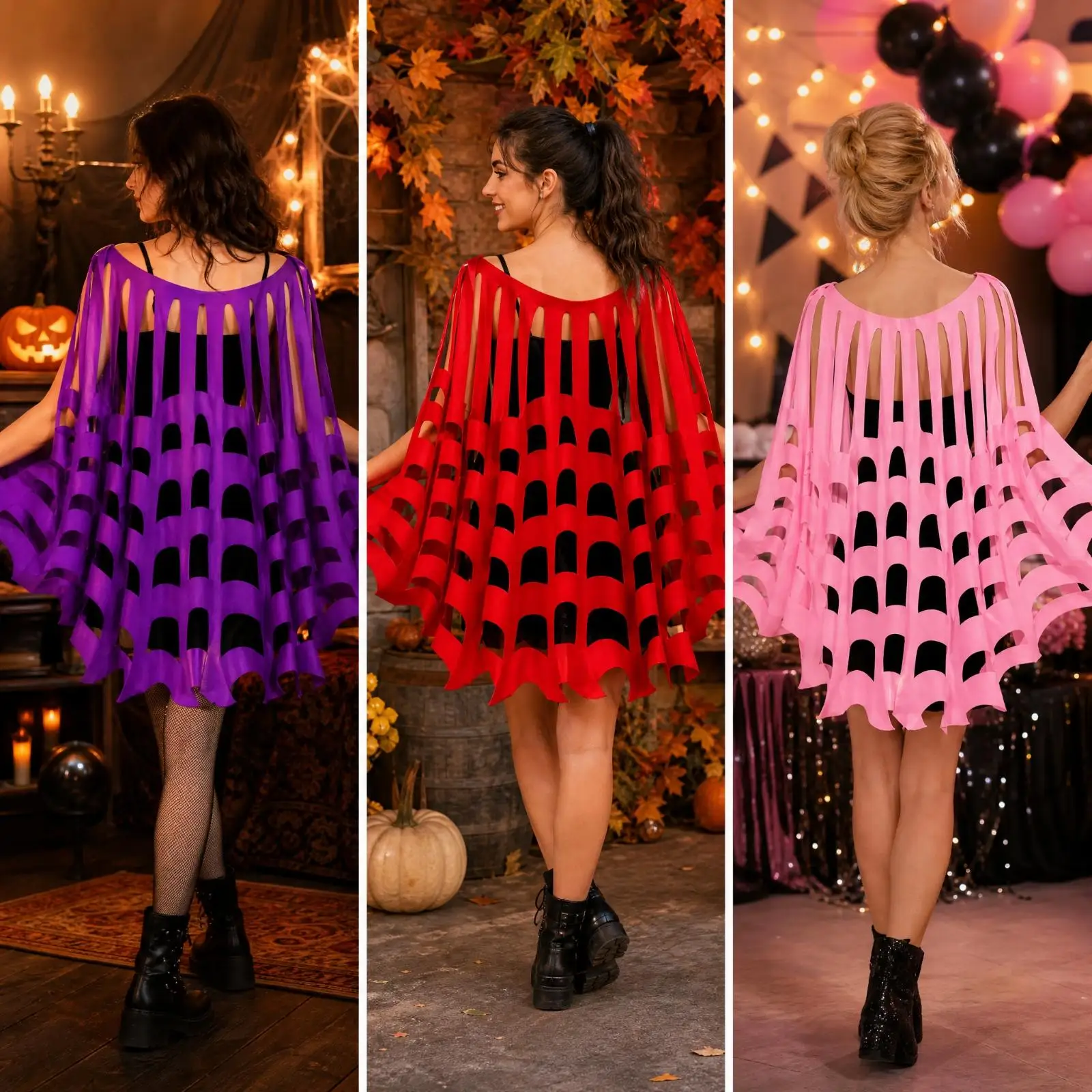 Spiderweb Costume Cape Halloween Felt Spiderweb Cape Spooky Outfit Accessory for Cosplay, Masquerade, Stage Performances