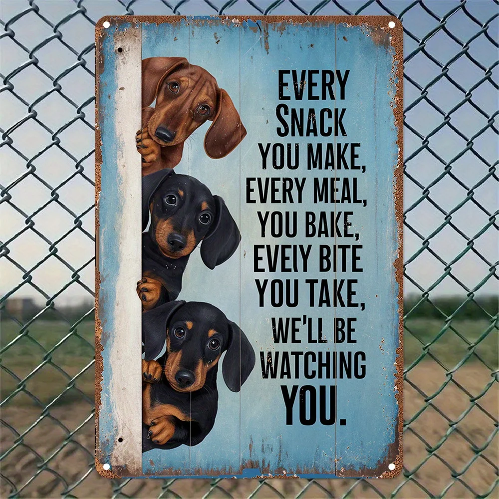 2D Flat 1-piece Dachshund Aluminum Wall Sign, Humorous Slogan 