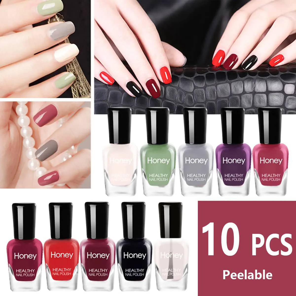 10 pezzi smalto per unghie ad asciugatura all'aria pelabile a base d'acqua non tossico inodore gel per unghie dei piedi ad asciugatura rapida senza lampada cottura nail art manicure
