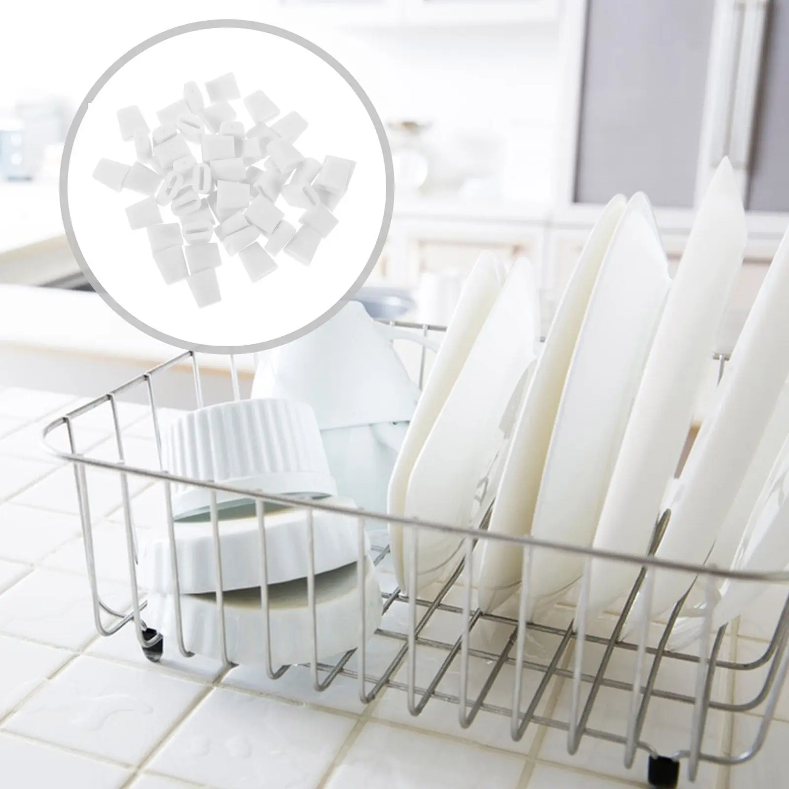 60Pcs Kitchen Sink Grid Feet Rubber Bumpers Anti-Slip Drainage Protector for Wire Rack Grate Replacement Sink Bottom Guard