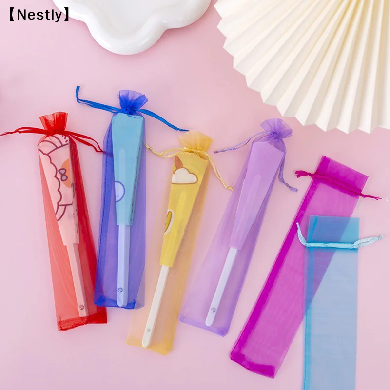 10 Pack Folding Hand Fan Pouch Drawstring Organza Bags Folding Fan Pocket Bag For Outdoor Wedding Party Favor Gift Bags〔Nest〕