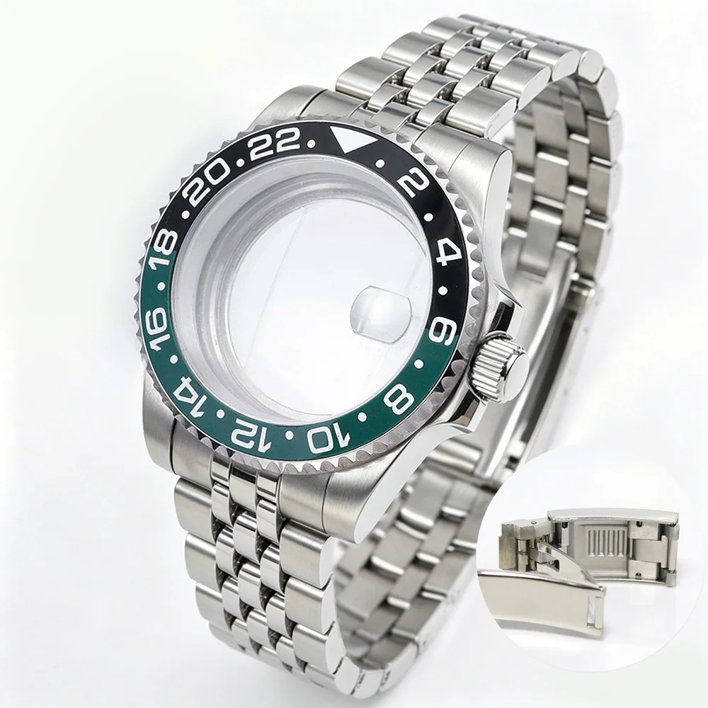 200M Diving Case 40mm Fit NH35 NH36 NH34 GMT Watch Case Jubilee Bracelet Sapphire Glass Slide Buckle view 4