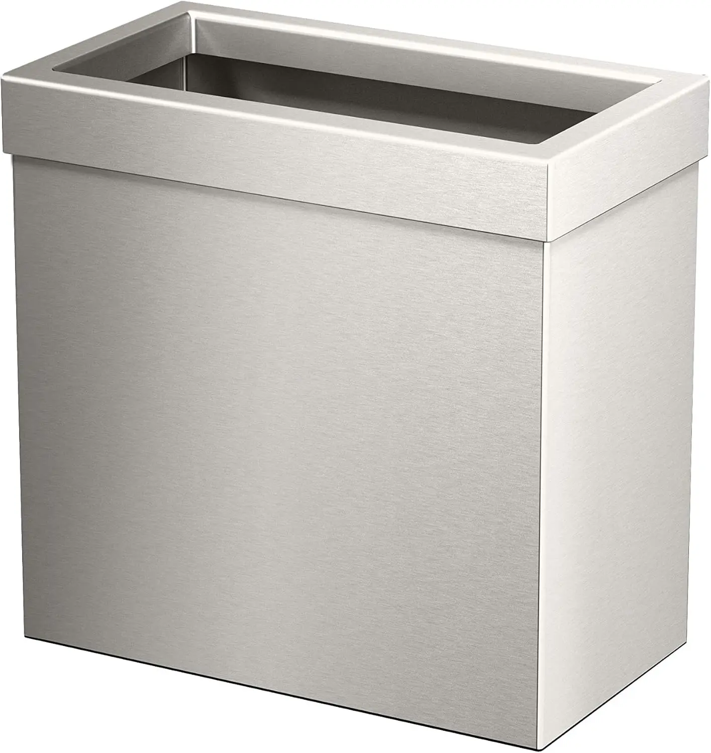 

Slim Rectangle Trash Can, 3 Gallon, Stainless Steel with Lid, Leakproof for Bathroom Kitchen Office