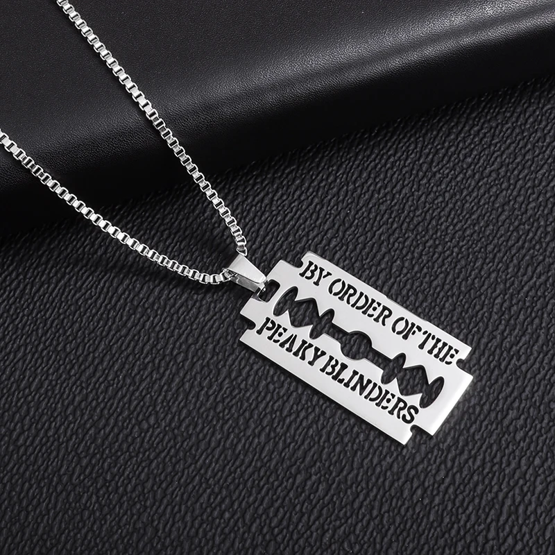 Gangster Password Razor Men Stainless Steel Razor Blade Pendant Necklace Hot Blood Design Fashion Trend Party Wear Jewelry Gift