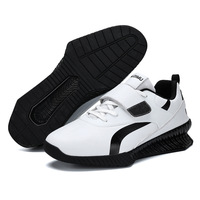 Black Golden Heel Men Balance Weight-lifting Boots Gym Comprehensive Training Shoes with Hook Loop Suqte Power Lifting