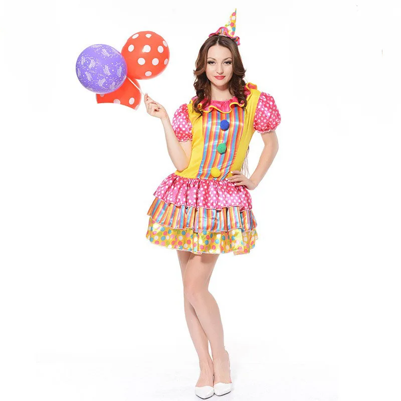 

Adult Women's loween Clown Dr Costume Role Play Theme Park Clown Performance Outfit Summer 2024 Stage Costume