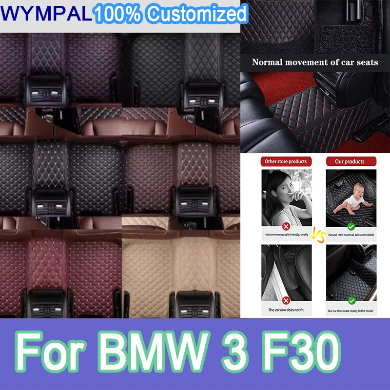 

Luxury leather Car Floor Mats For BMW 3 F30 325i 330i 320i 318i Five Doors 2013-2019 Foot Pads Carpet Cover Interior mats