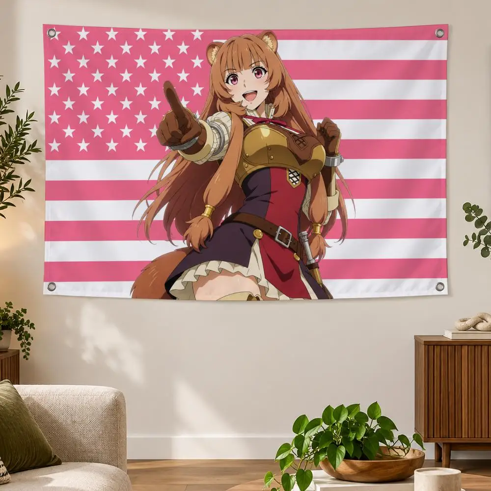 Anime Shield Hero Adventure Expressive R-Raphtalia Flags Banner Decor for Bedroom,Garden,Party,Club,Gaming Room,Indoor Outdoor