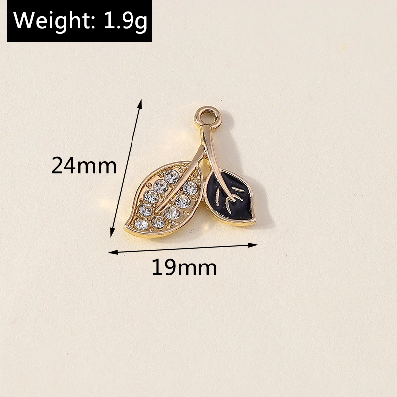 20 Stück 19x24mm Niedliche Kristall-Emaille-Baumblatt-Anhänger für die Herstellung von Halsketten, Ohrringen, Armbändern, DIY-Bastelarbeiten und Schmuckzubehör – Detail 1