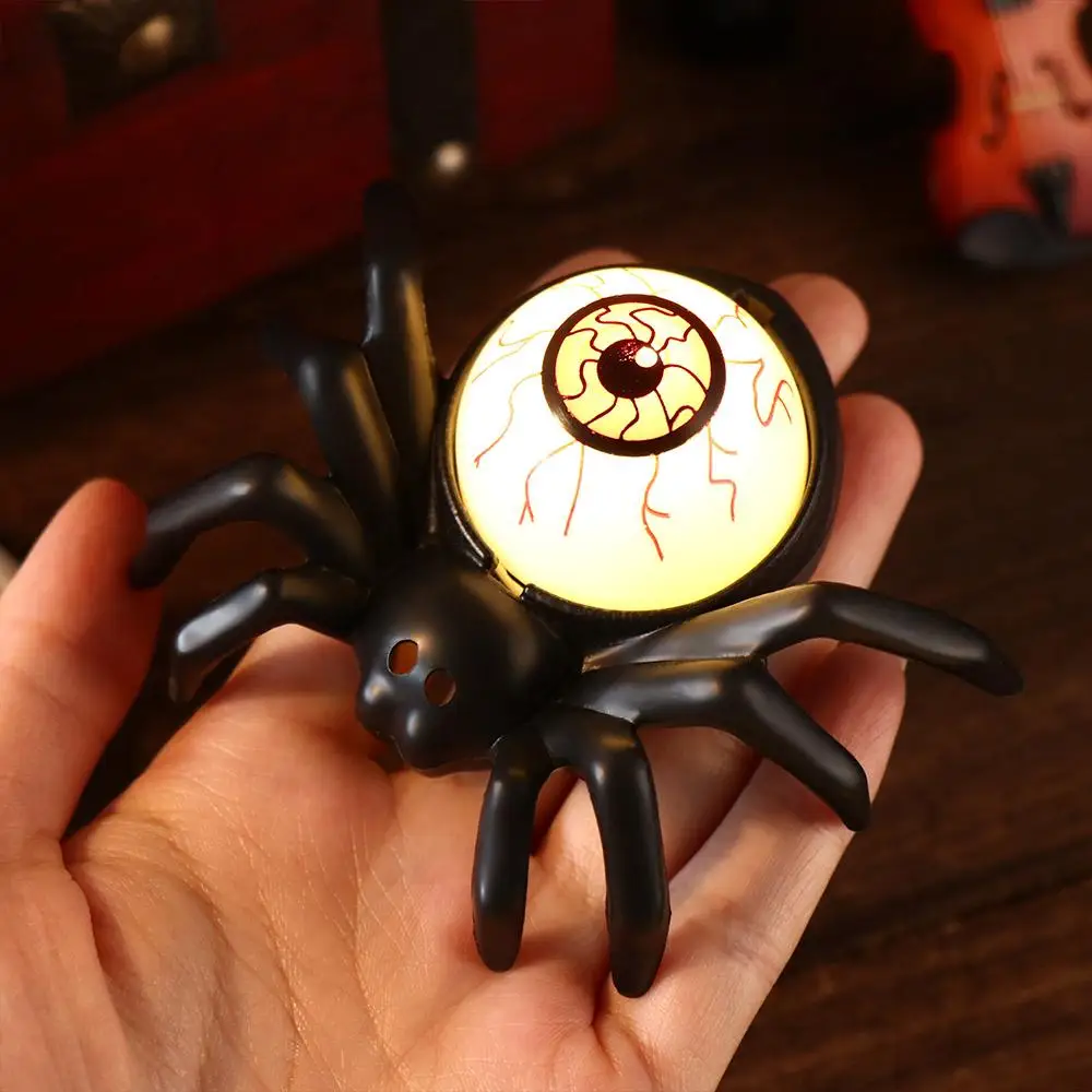 Luz de araña de Halloween brillante, lámpara pequeña de noche LED creativa, Ojos de ráfaga, decoración de fiesta