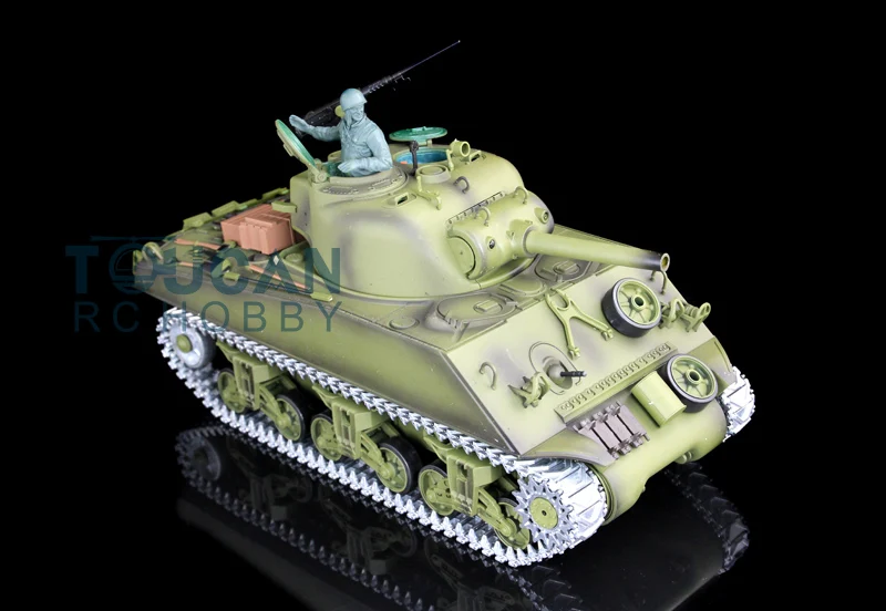 HENG LONG-Controle Remoto RC Tanque, Metal Tracks, 3898 Faixas, 7.0 Atualizado M4A3 Sherman, RTR, Escala 1/16, 2.4G, TH17671