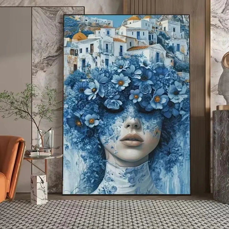 Colorful Fashion Mystical Floral Woman Canvas Painting Modern Wall Art Woman Character Posters Prints Living Room Home Decor