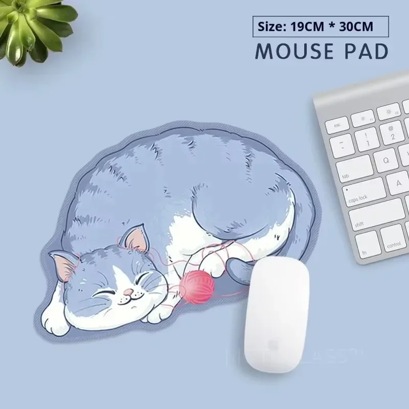 Creative Orange Cat Mouse Pad with Wrist Support Non-Slip Edge Soft Desk Mat for Students Girls Laptop Work