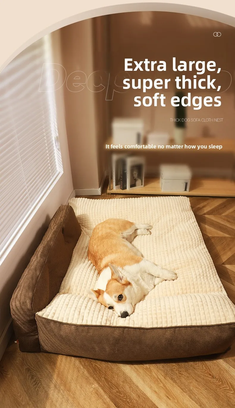 

Large Dog House Solid Pattern Removable Washable Pet Mat Winter Orthopedic Dog Bed Dog Mat for Sleeping