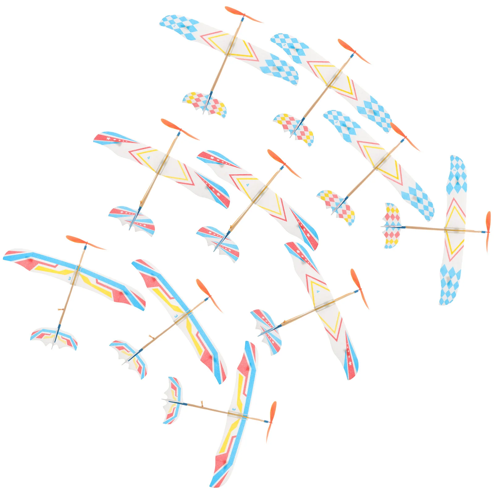 10 قطع من ألعاب الطائرات الورقية التي تعمل بشريط مطاطي للأطفال الصغار
