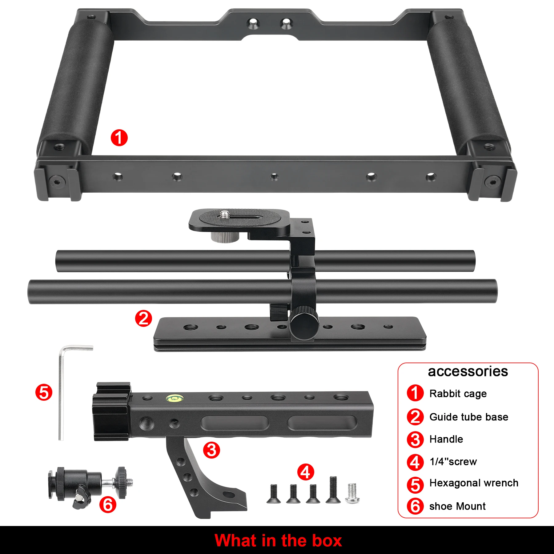 Universal Aluminum Alloy DSLR Mirrorless Camera Camcorder Stabilizer Extension Cage Mount for Mic Monitor Light, Moviemaking Rig