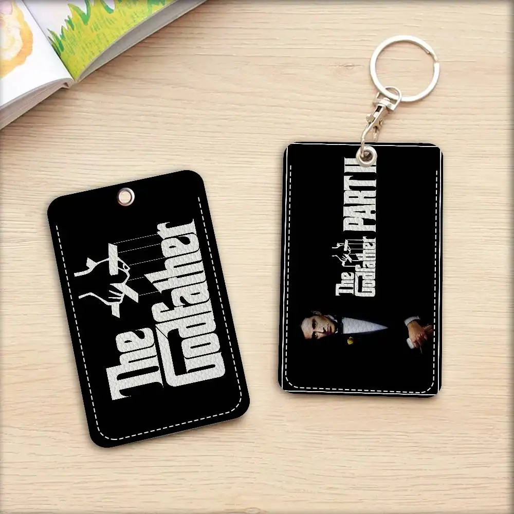 The G-Godfather 1Pc PU Leather Card Holder Keychain Key Ring Door Lock Access Tags ID Card Case Keychain Card