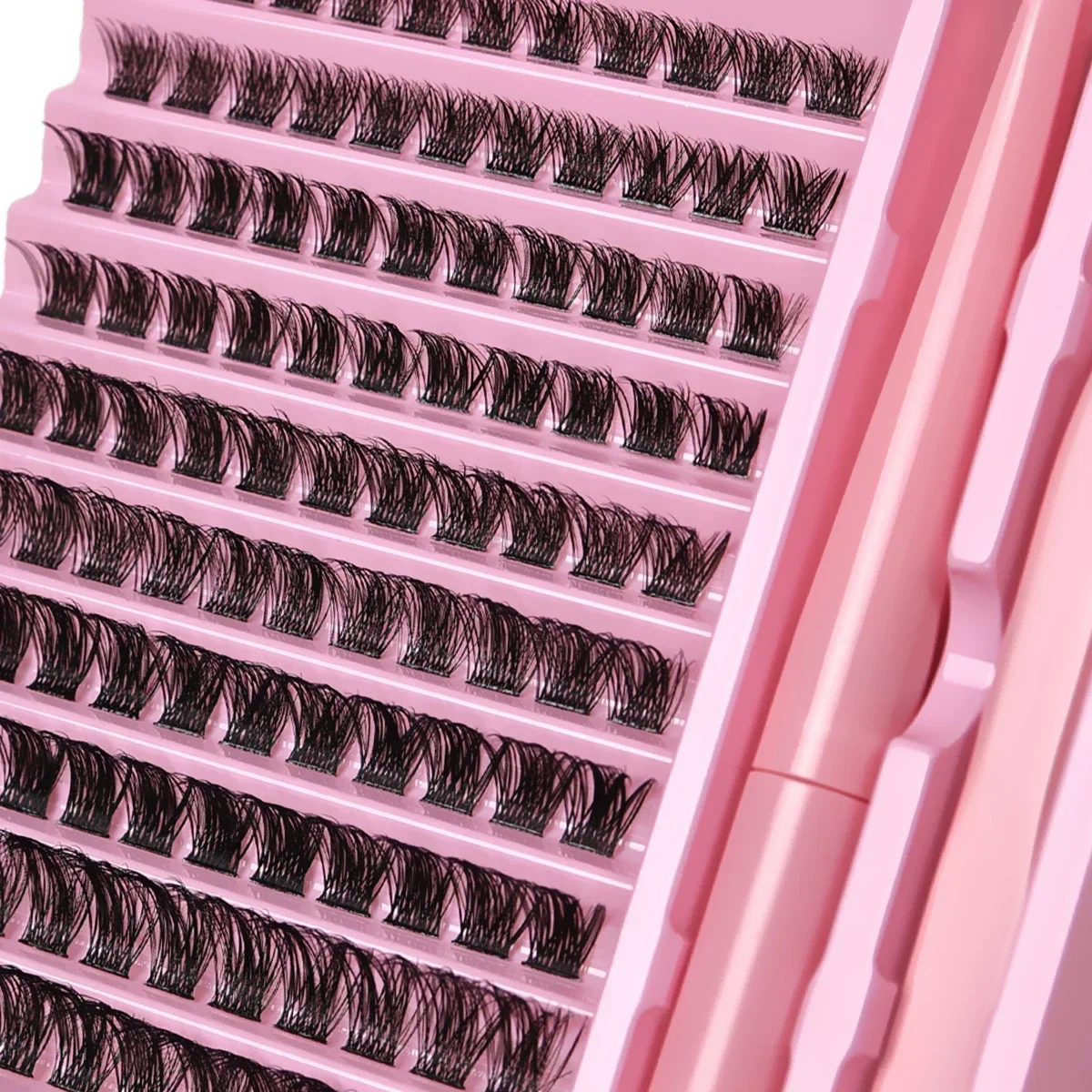 DIY Wimpernverlängerungs-Set 10 Reihen Wimpernbüschel mit Kleber und Wimpernpinzette Einzelwimpern für Anfänger Heimgebrauch – Detail 2