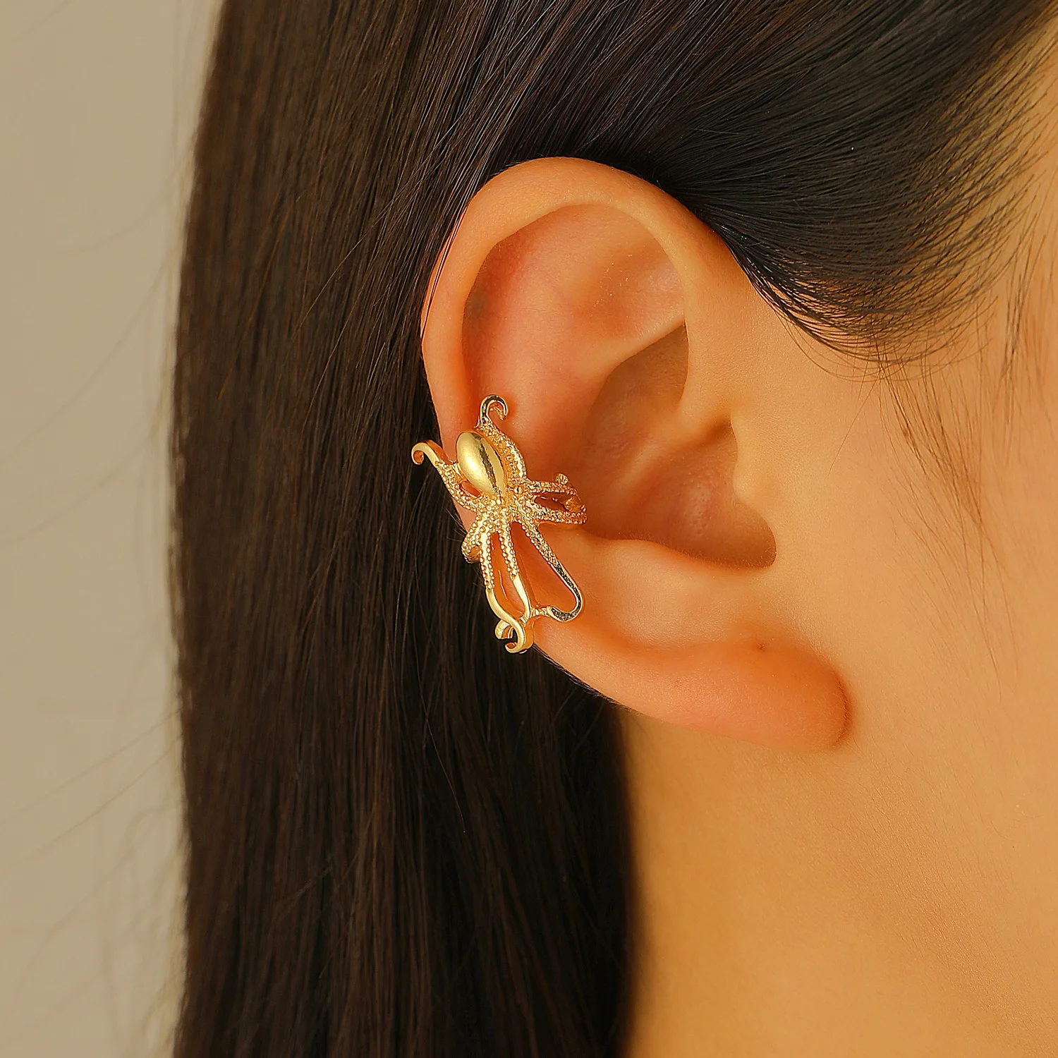 Steampunk Octopus Ear Cuffs,Octopu Clip Earrings Wholesale, Antique Goth Jewelry Non-Piercing for Pirate Core Fashion