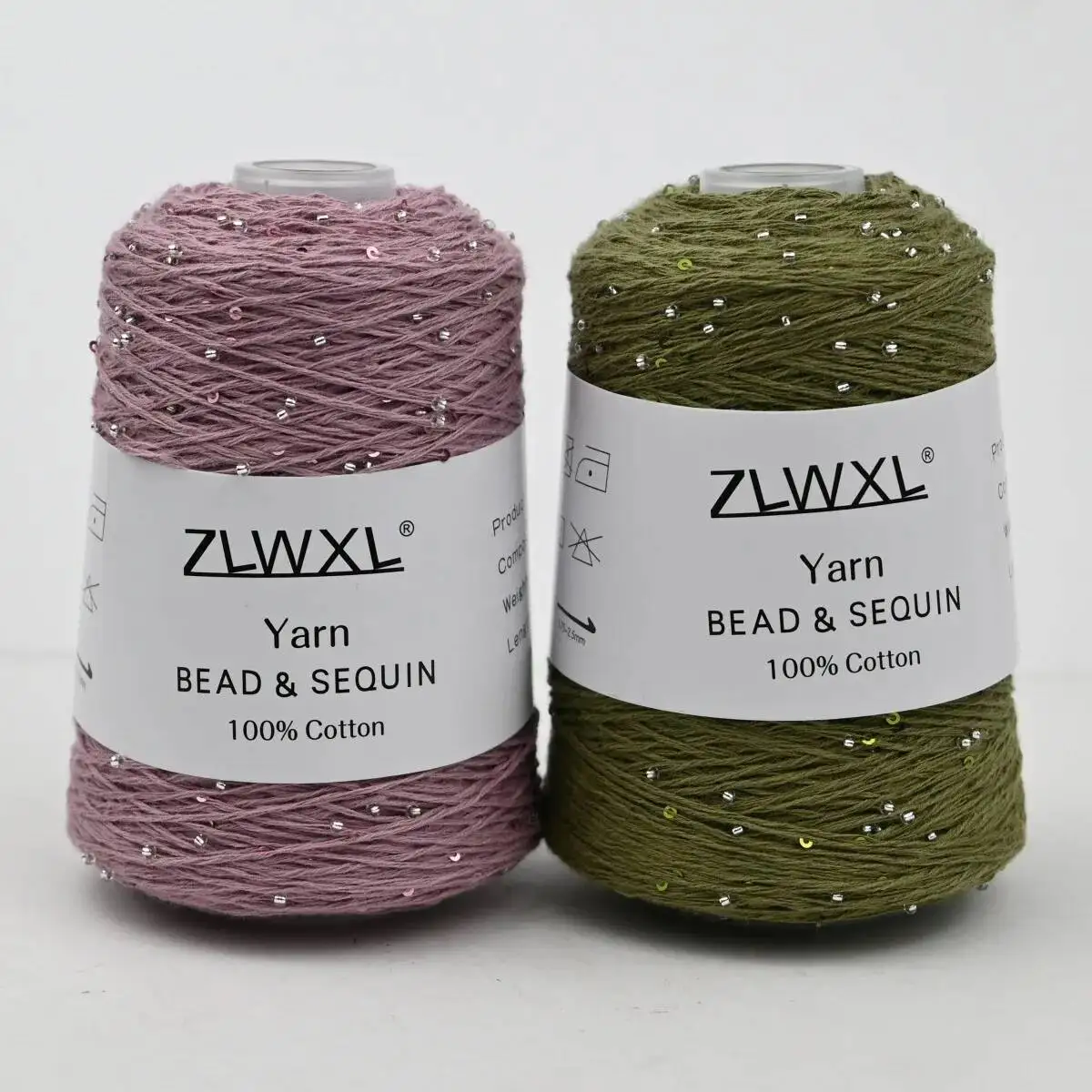 100g 420M 2mm Pailletten & Perlen Baumwollgarn DIY Strickdekoration Handgehäkelte Strickgarn