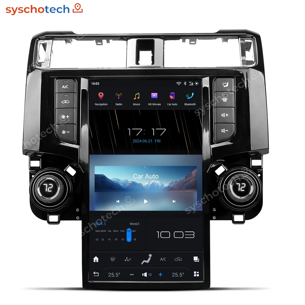 Syschotech T-Style Car Stereo Android 13.0 Head Unit Car DVD Player Car Radio For Toyota 4Runner 2008-2023 13.6 Inch