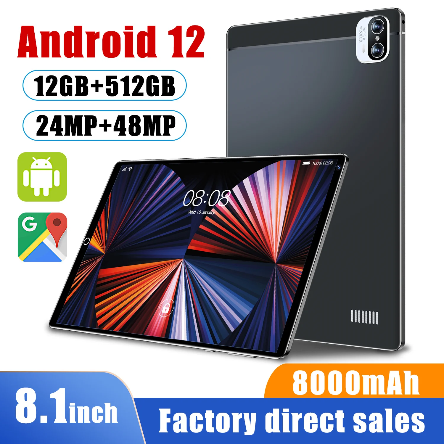 2023 Gobal Version X5 Android Tablet Pc 8 Inch Android 12 12GB 512GB Deca Core GPS WPS 5G WIFI Bluetooth Hot Sale Laptop