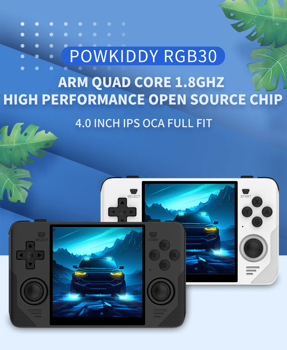 Powkiddy NEW Rgb30 4.0 Inch Ips Hd Screen Open Source Handheld Psp Simulator N64 Rocker Arcade Game Console 64bit 3d Simulator