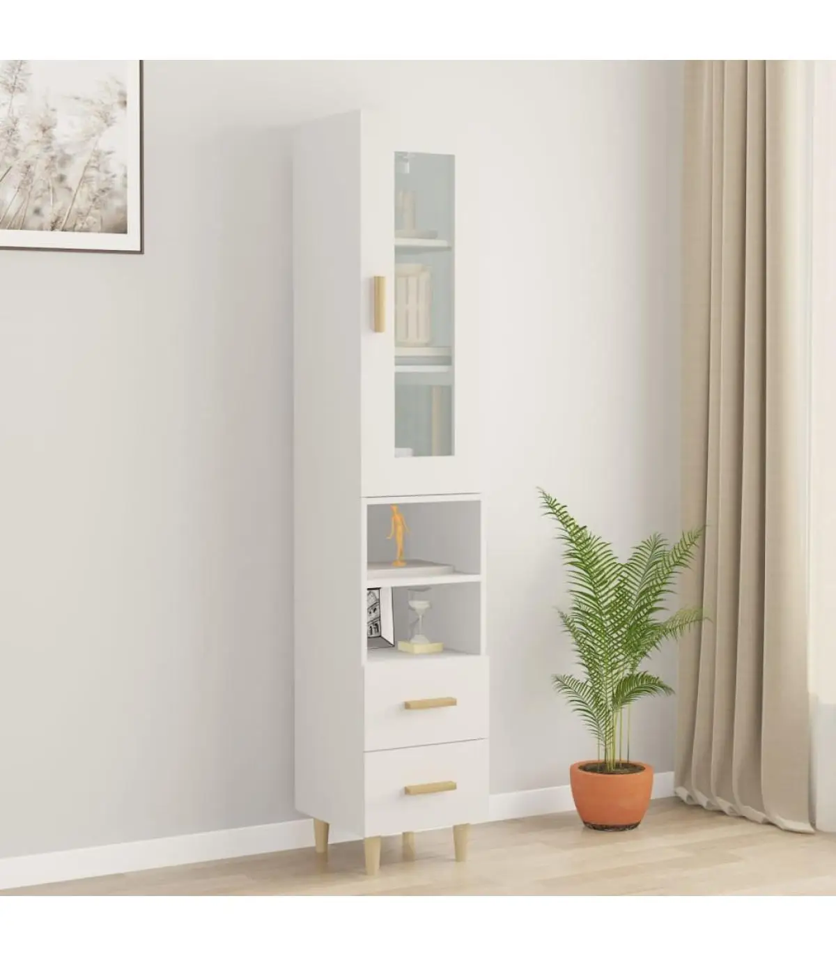 Sideboards high sideboard white plywood 34,5x34x180 cm