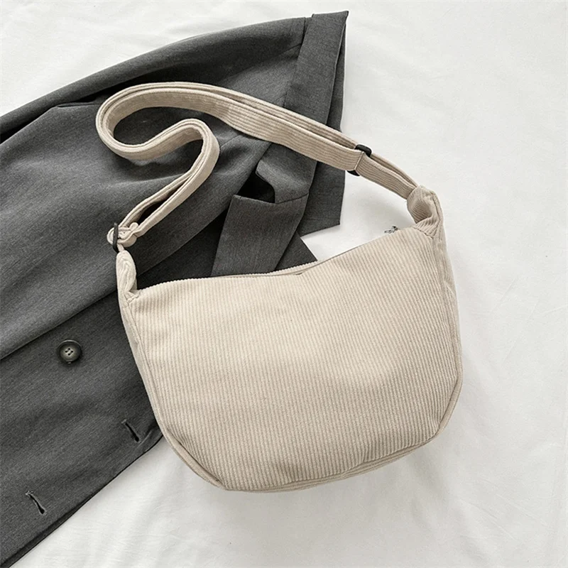 Corduroy Crossbody Bags For Women Large Capacity Shoulder Bag Fashion Purse And Handbags Solid Color Women Messenger Bag