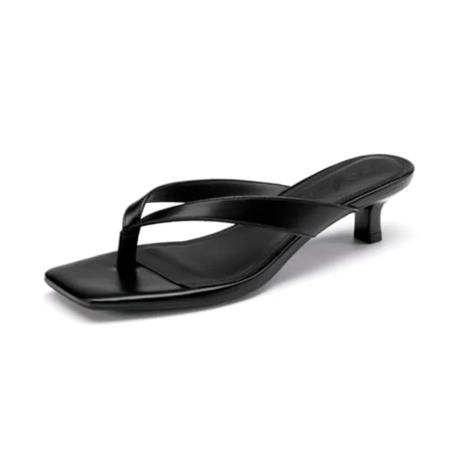 

Women's Kitten Heels Flip Flops Square Toe Low Heels Slip On Comfortable Summer Thong Heeled Sandals