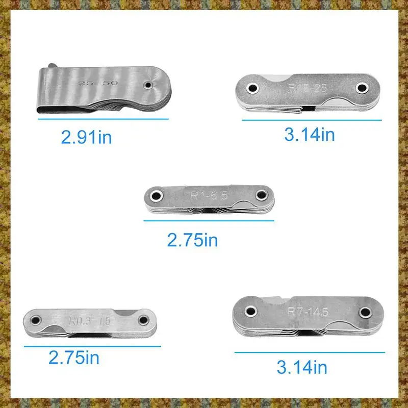 Измеритель радиуса F-F из нержавеющей стали, портативный вогнутый выпуклый инструмент для измерения внешней дуги, набор измерений радиуса (5 шт.)
