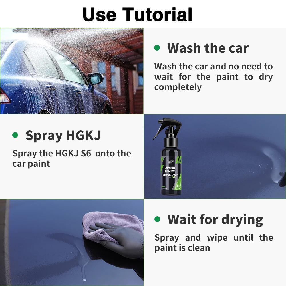 9H Ceramic Car Coating Paint Care Nano Hydrophobic Top Quick Coat Polish Polymer Detail Protection Liquid Wax Car Care HGKJ S6