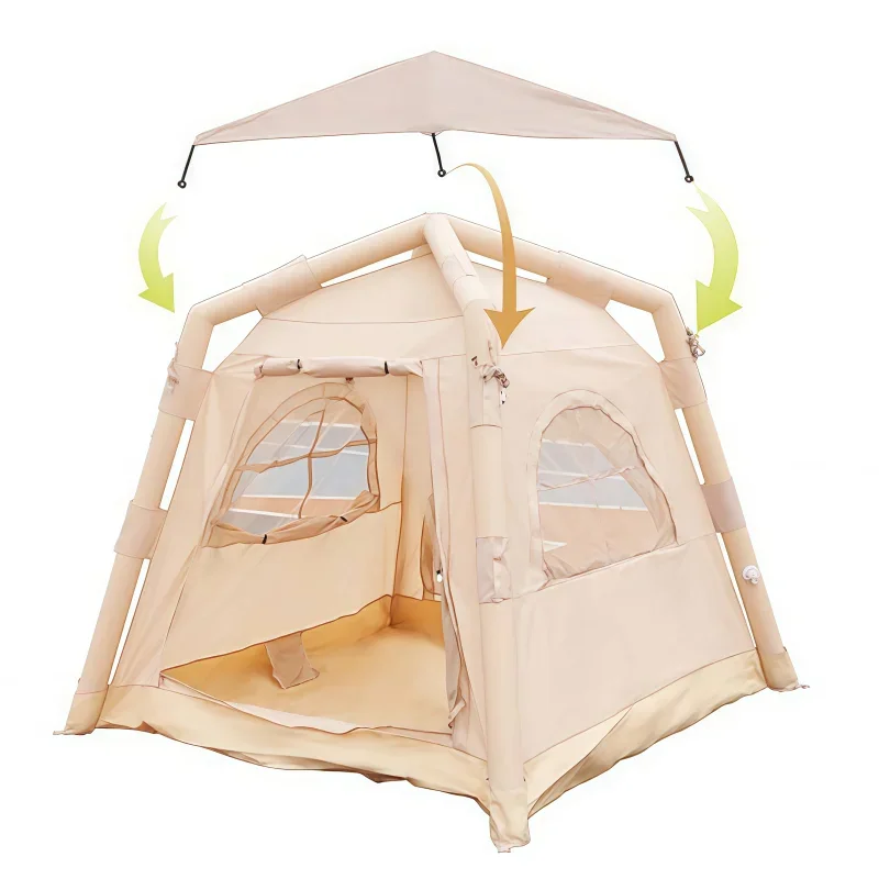 No Installation Outdoor Camping Barbecue Inflatable Tent 4.6㎡ in Stock Lightweight Foldable Family Picnic Hiking Travel Shelter