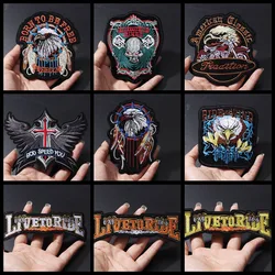 Cool Eagle Paw Live to Ride Embroidery Patches for Clothes Iron on Punk Biker Motorcycle Born To Be Free Applique Stripe Sticker