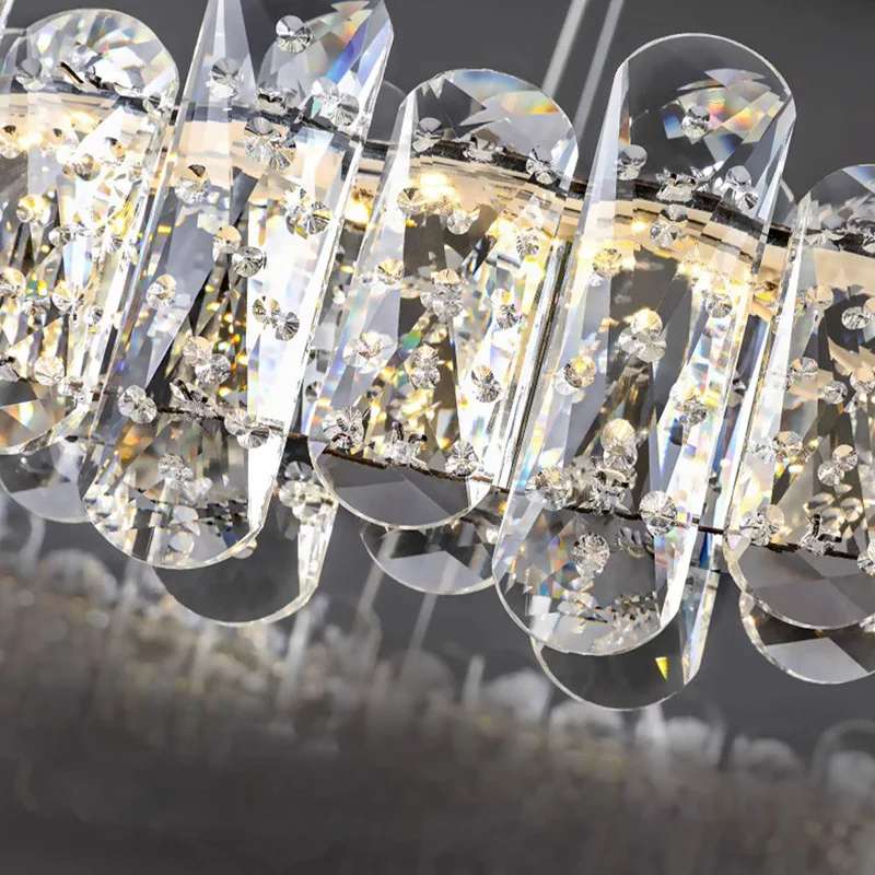 عكس الضوء K9 كريستال الثريا الفرنسية الفاخرة الحديثة قلادة LED ضوء للفيلا غرفة المعيشة غرفة الطعام إضاءة داخلية لامعة