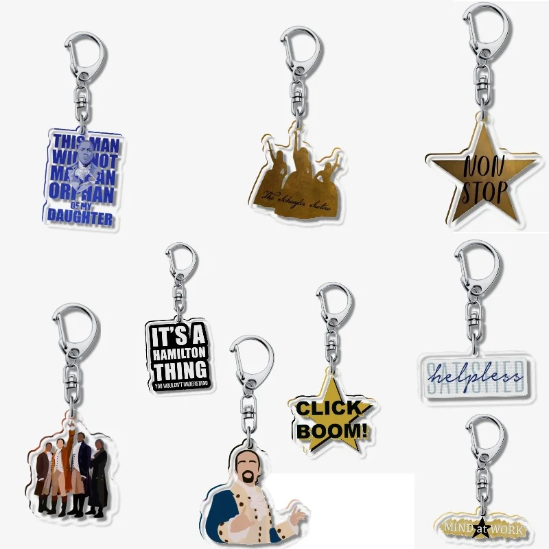 Hamilton American Musical Schuyler Sisters Charm Keychain Lin Manuel Miranda Cartoon Alexander keyring Classic Gifts key Chain