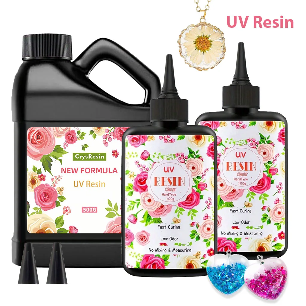 100g/300g/500g UV Resin Crystal Clear Hard Kit, Premixed Solar Glue for Jewelry DIY Mold Casting Crafts