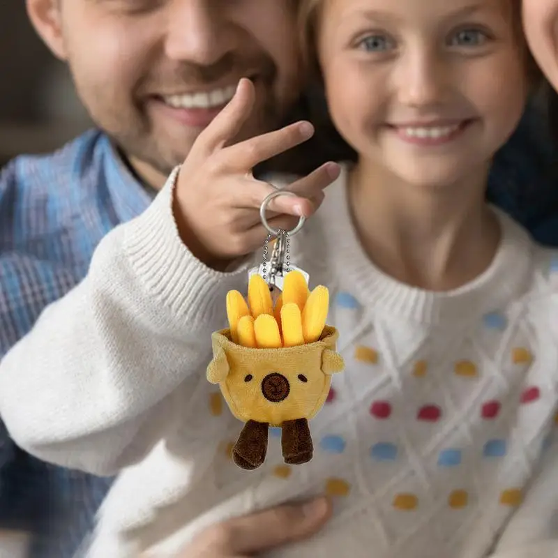 Capybara-Llavero de peluche con forma de comida para mujer, muñeco divertido de patatas fritas, colgante para mochilas, bolsas y llaves